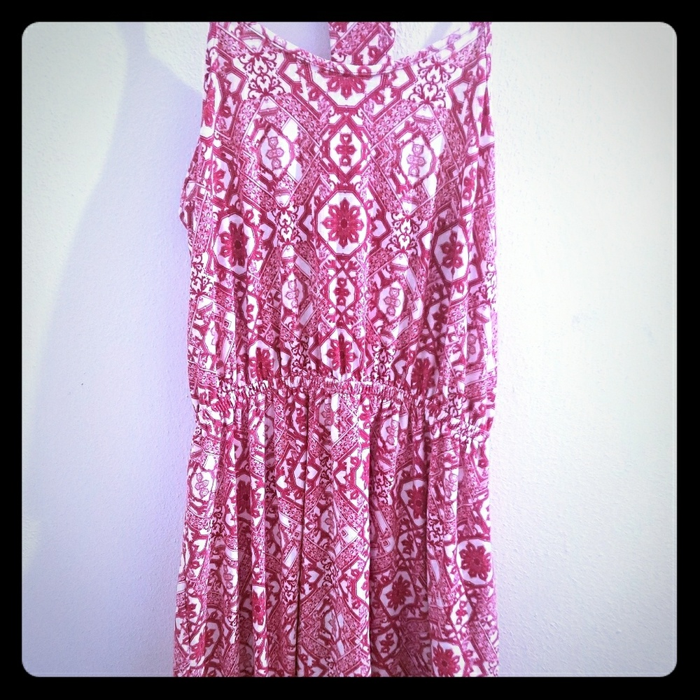 Red patterned dress